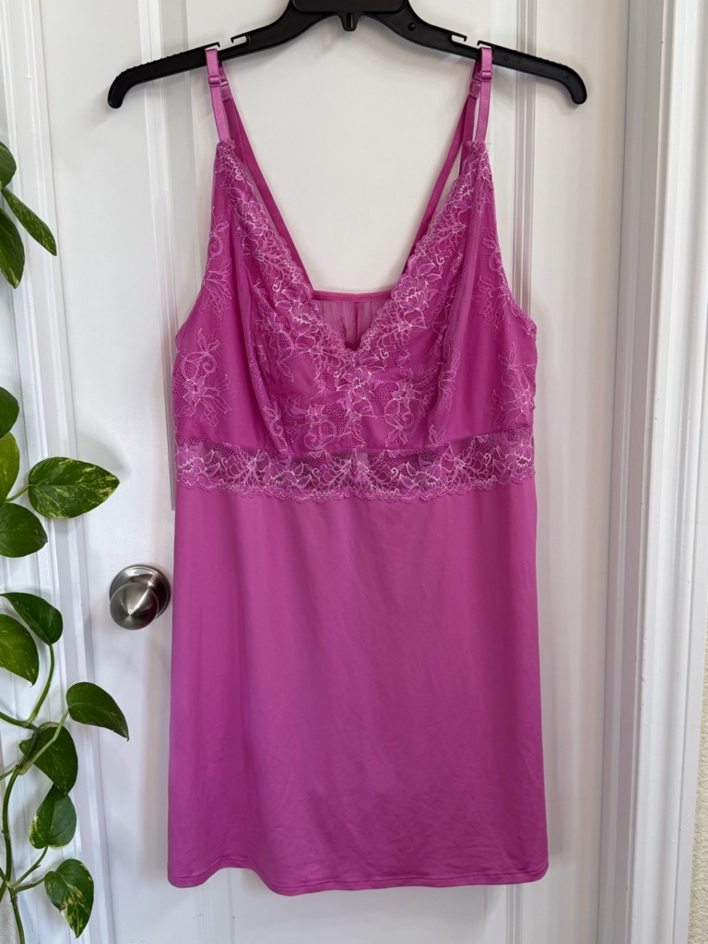 Lane Bryant Cacique Women’s Lace-Trim Babydoll Nightgown in Fuchsia Sz 14/16